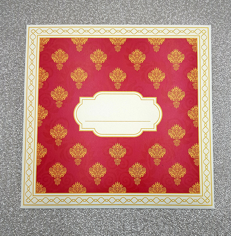 Large Square Red & Gold Asian Indian style Invitation with matching envelope CLS 124