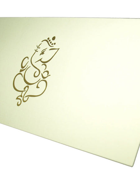 ABC 579 Simple Cream and Gold Hindu Ganesh Invitation Card