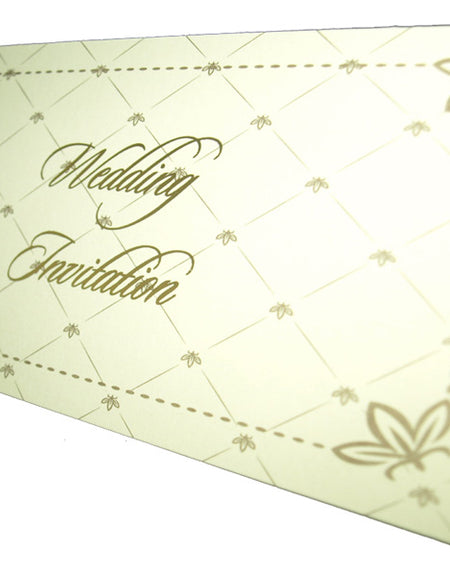 ABC 581 Cream and gold Indian design budget Invitation