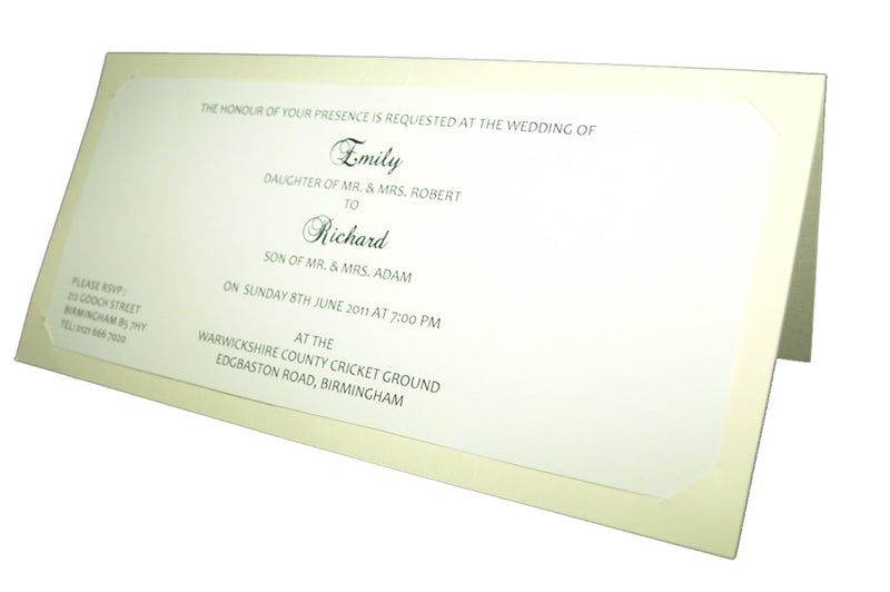 ABC 582 simple plain cream folded Wedding Invitation