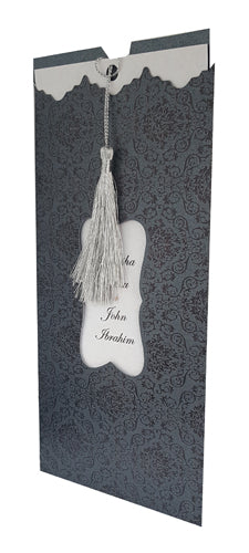 Chic Black Personalised Pocket Invitation with Tassel LC S003