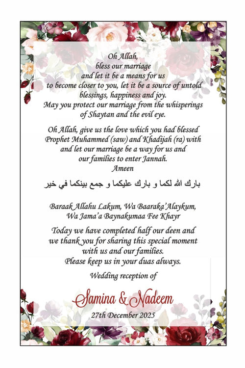 Load image into Gallery viewer, Maroon Rose – Flat Place Card / Dua Card
