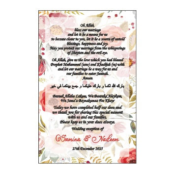 Colourful Floral 104 – Flat Place Card / Dua Card