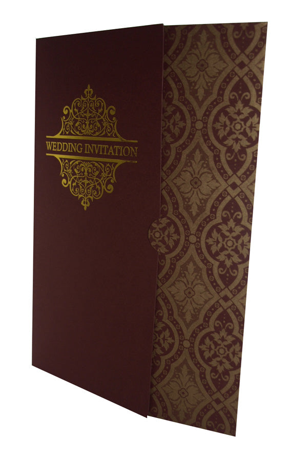 Burgundy and gold foil Wedding invitation Design PMM WI