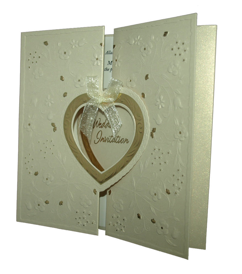 Ivory Gatefold Heart Invitation W001