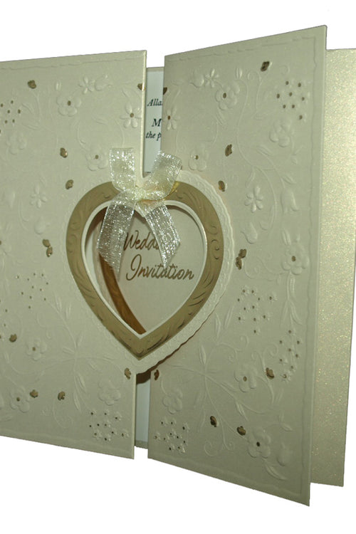 Load image into Gallery viewer, Ivory Gatefold Heart Invitation W001
