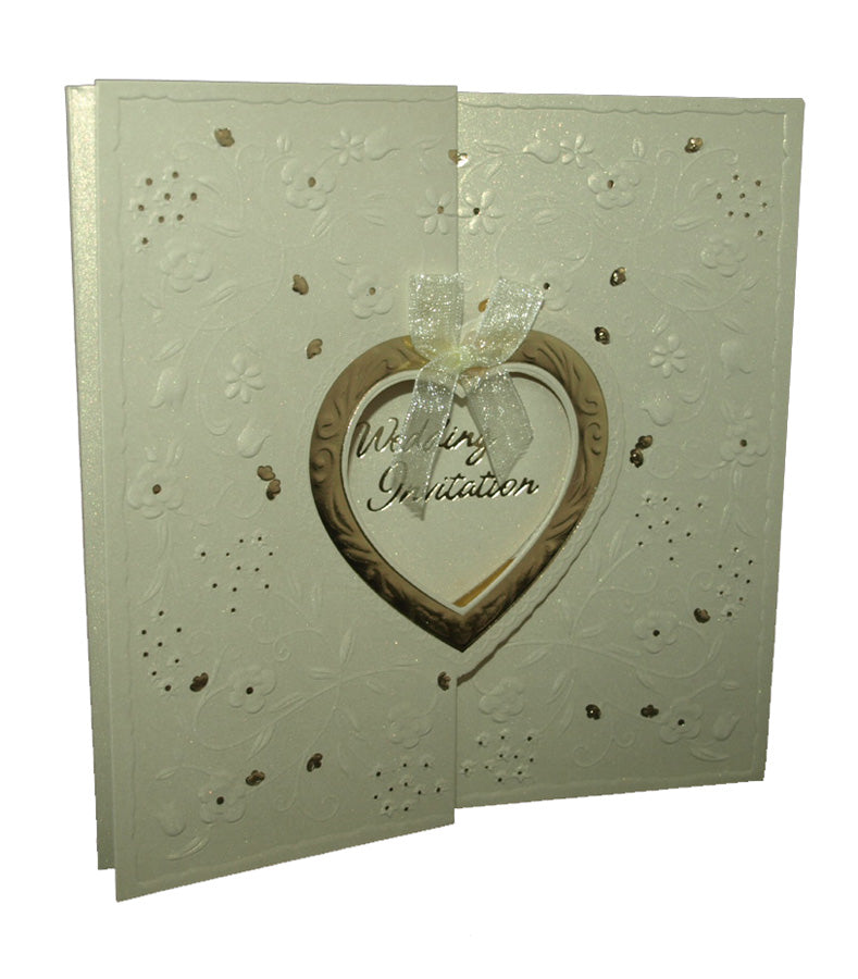 Ivory Gatefold Heart Invitation W001