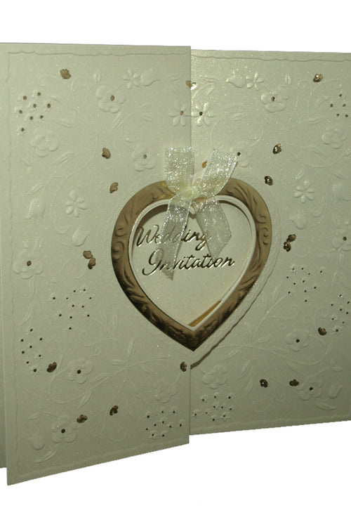 Load image into Gallery viewer, Ivory Gatefold Heart Invitation W001
