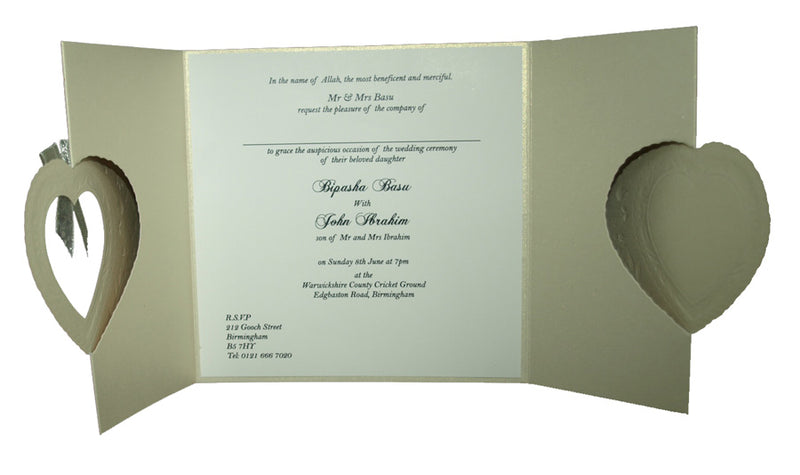 Ivory Gatefold Heart Invitation W001