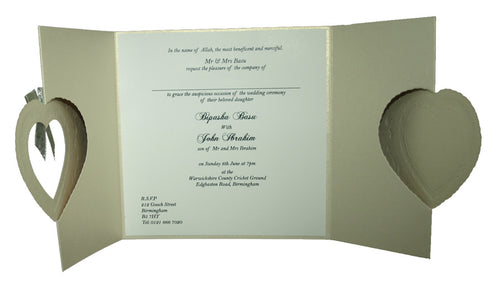 Load image into Gallery viewer, Ivory Gatefold Heart Invitation W001
