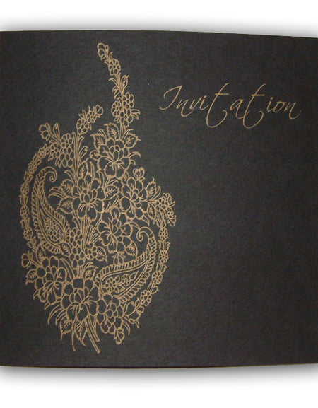 GB 1515 Dark blue and gold paisley party invitations