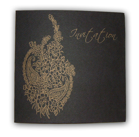 GB 1515 Dark blue and gold paisley party invitations