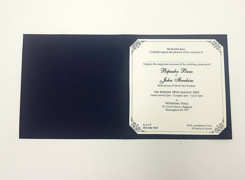 Load image into Gallery viewer, Navy and Gold Floral Blue Muslim Invitation Card GFL 304
