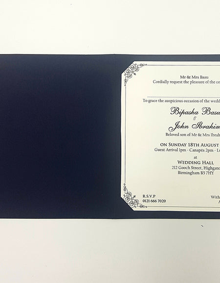 Square Blue and Gold Indian Hindu Ganesh Invitation GFL 303