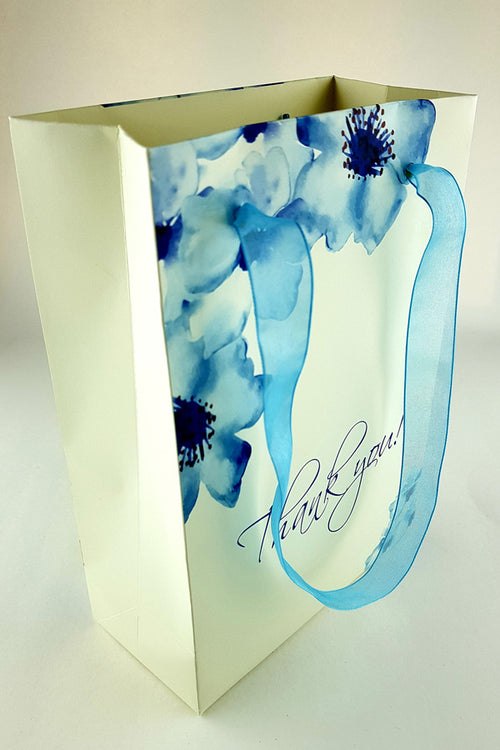 Load image into Gallery viewer, Blue Floral Thank You Gift Bag 106
