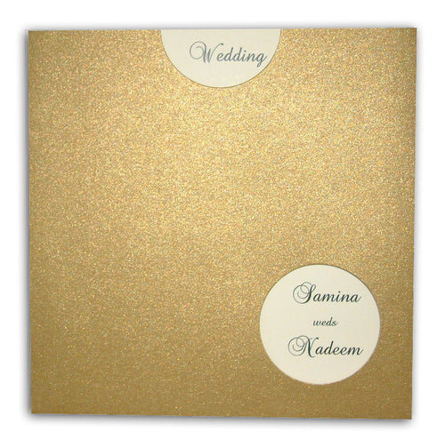 Load image into Gallery viewer, ABC 408 Rustic gold pocket invitation with a circular cut-out
