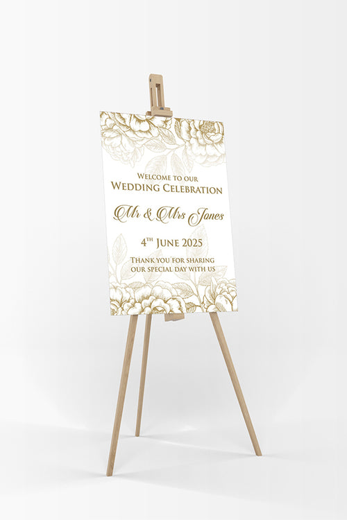 Load image into Gallery viewer, Gold Floral – A1 Mounted Welcome Poster
