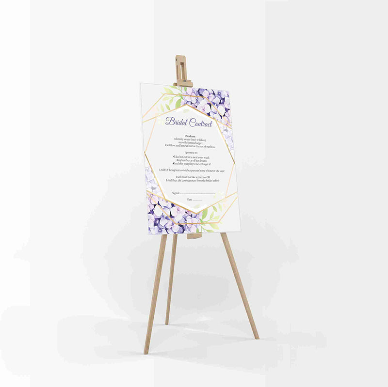 Purple Gold Floral – A1 Bridal Contract – Funny Agreement for Husband/Wife