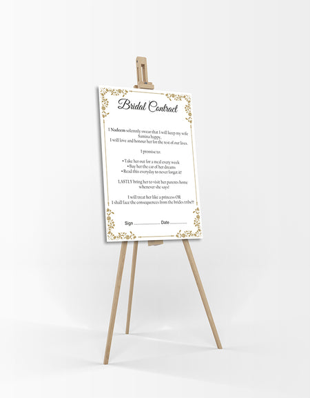 Gold Filigree – A1 Bridal Contract – Funny Agreement for Husband/Wife