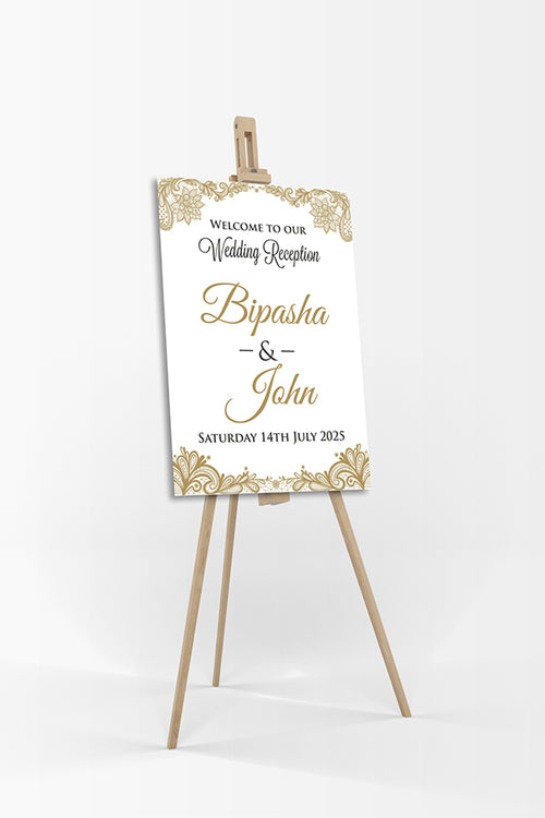 Load image into Gallery viewer, Gold Swirls – A1 Mounted Welcome Poster
