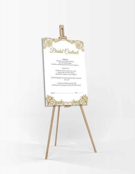 Gold Swirls – A1 Bridal Contract – Funny Agreement for Husband/Wife
