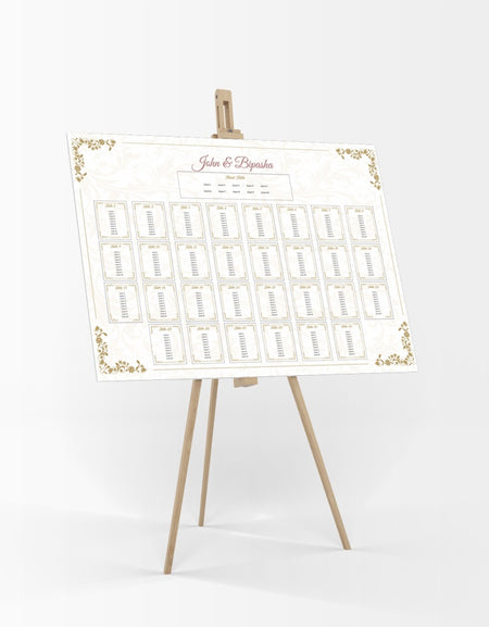 Wedding Table Plan A1 Board easle gold swirl personalised landscape wedding stationery
