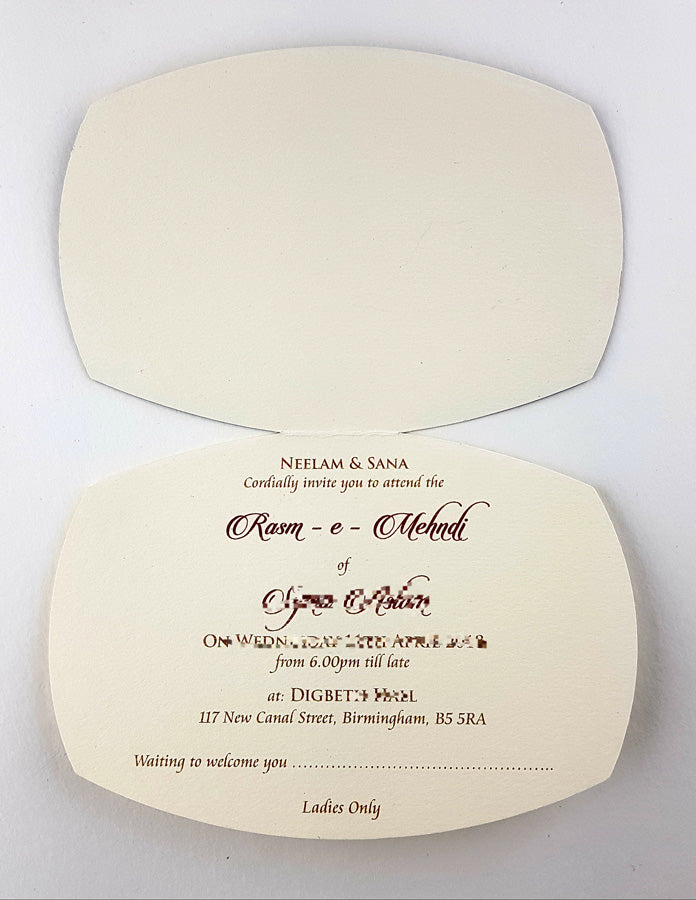 Mhendhi Evening Party dhol shaped invite also Ladies Sangeet card