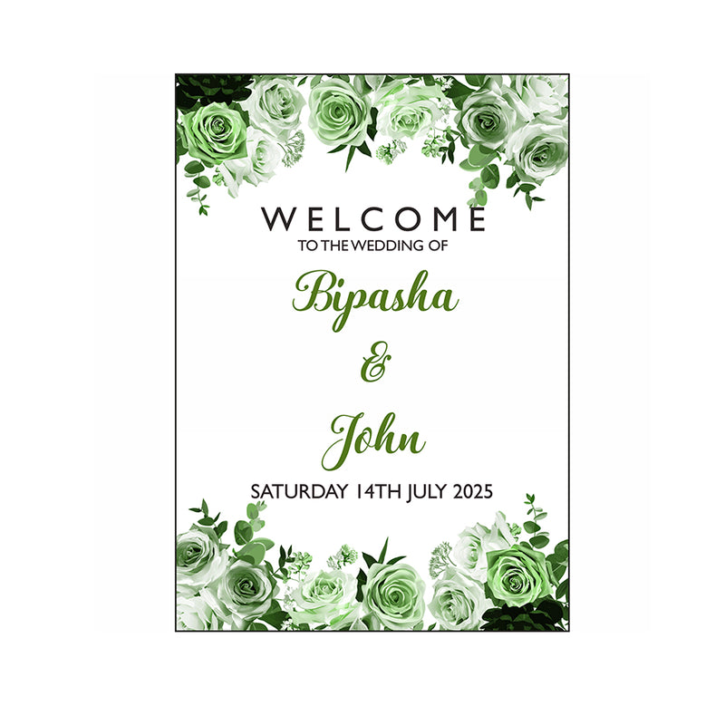 Green Botanical Rose  – A1 Mounted Welcome Poster