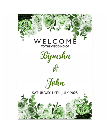 Green Botanical Rose  – A1 Mounted Welcome Poster