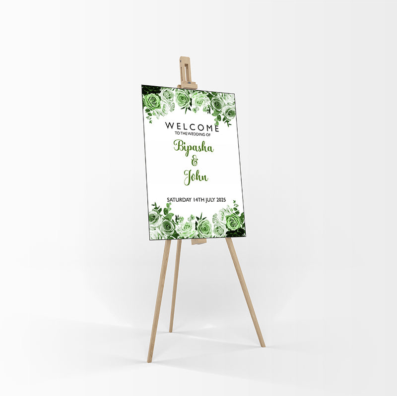 Green Botanical Rose  – A1 Mounted Welcome Poster