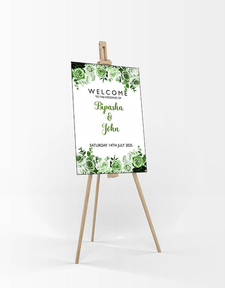 Green Botanical Rose  – A1 Mounted Welcome Poster