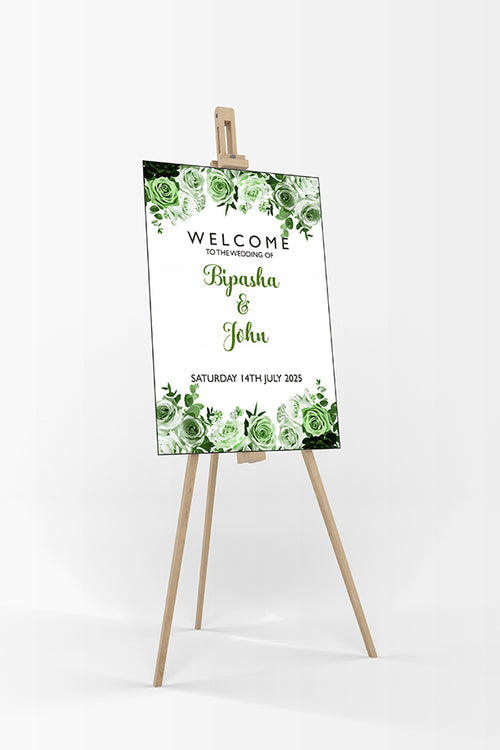 Load image into Gallery viewer, Green Botanical Rose  – A1 Mounted Welcome Poster
