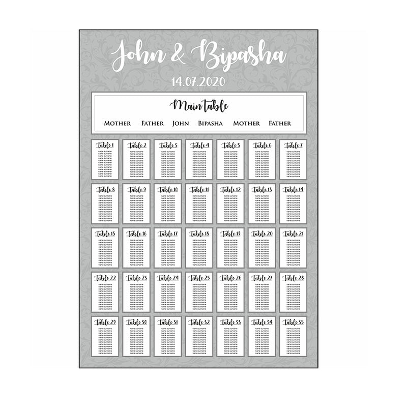 Grey Swirls Landscape  – A1 Table Plan