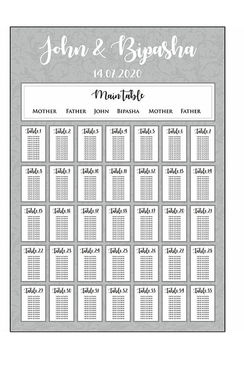 Load image into Gallery viewer, Grey Swirls Landscape  – A1 Table Plan
