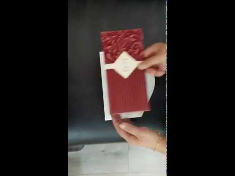 Maroon Velvet Pocket Invitation Cards SC 2696