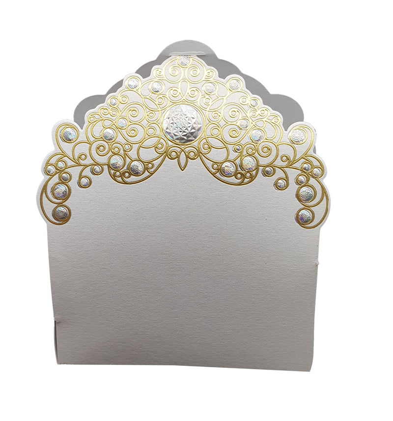 Embossed gold Foil and White party favour candy box LC 020