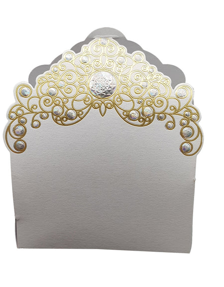 Embossed gold Foil and White party favour candy box LC 020