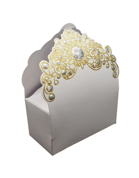 Embossed gold Foil and White party favour candy box LC 020