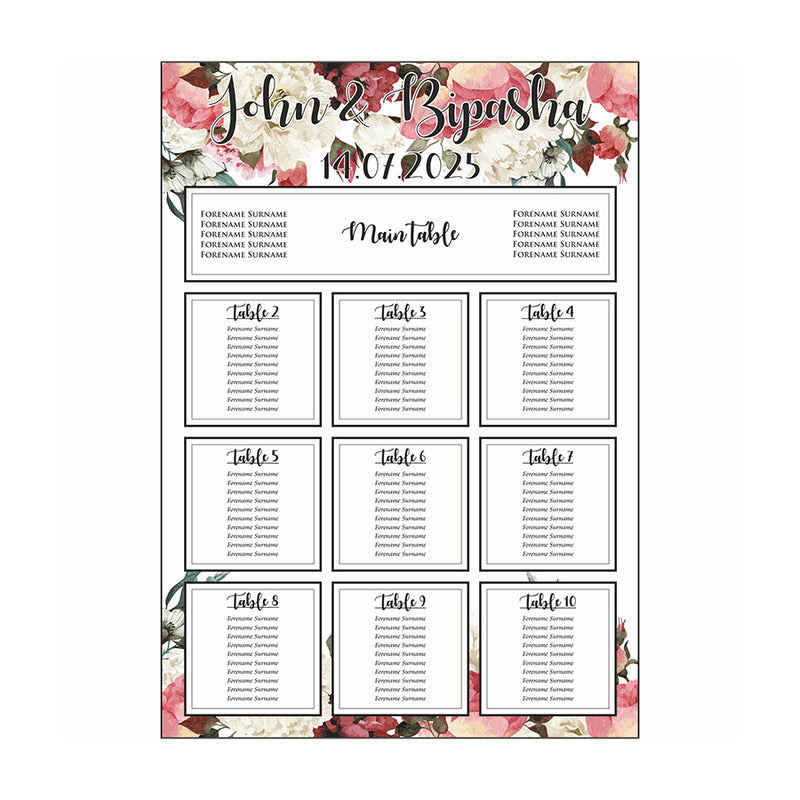 Light Floral  – A1 Table Plan