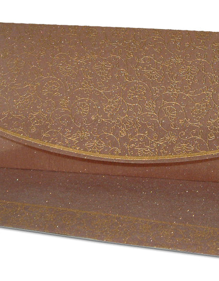 WD 8017 aubergine gold Pocket fabric invitation with matching envelope