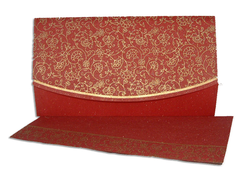 WD 8016 crimson filigree gold party fabric invitation