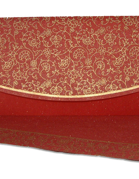 WD 8016 crimson filigree gold & Red Pocket party fabric invitation