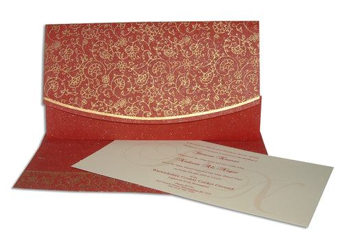 Load image into Gallery viewer, WD 8016 crimson filigree gold party fabric invitation
