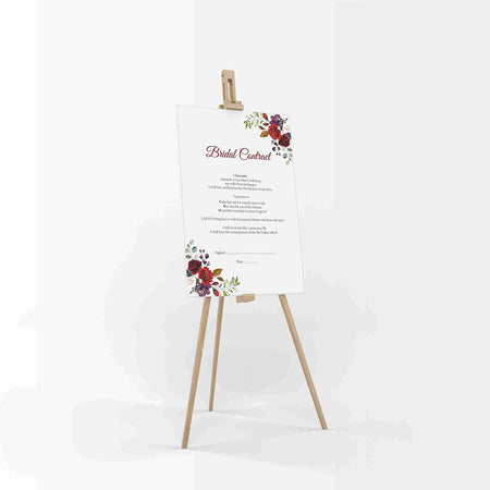 Maroon Floral Wreath – A1 Bridal Contract – Funny Agreement for Husband/Wife