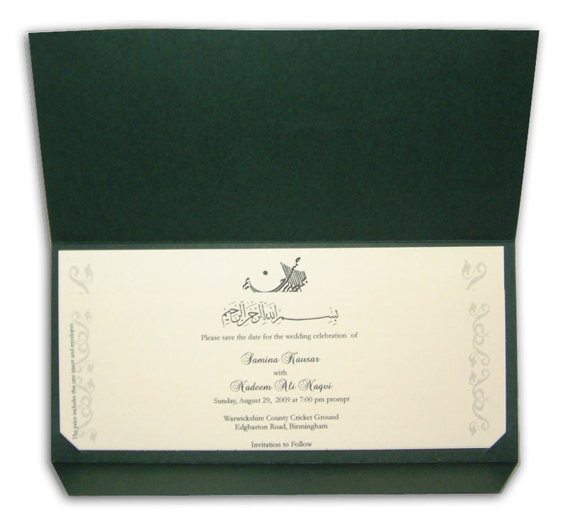 ABC 330 Green Islamic Invitation with Foiled Bismillah