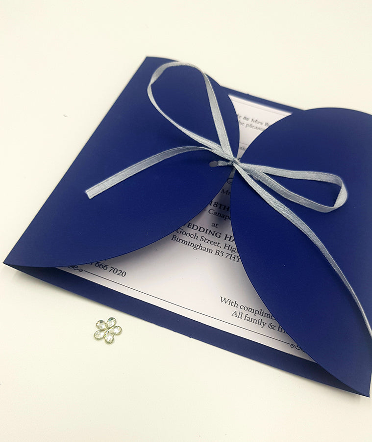 MCC Simple Blue With Silver Ribbon Gatefold Invitation