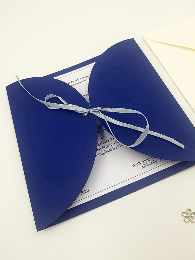 MCC Simple Blue With Silver Ribbon Gatefold Invitation