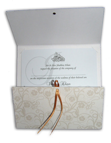 ABC 417 Floral filigree pattern ribbon invitation