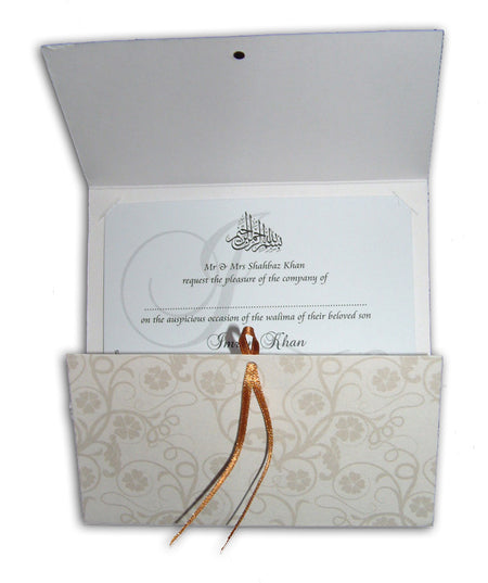 ABC 417 Floral filigree pattern ribbon invitation