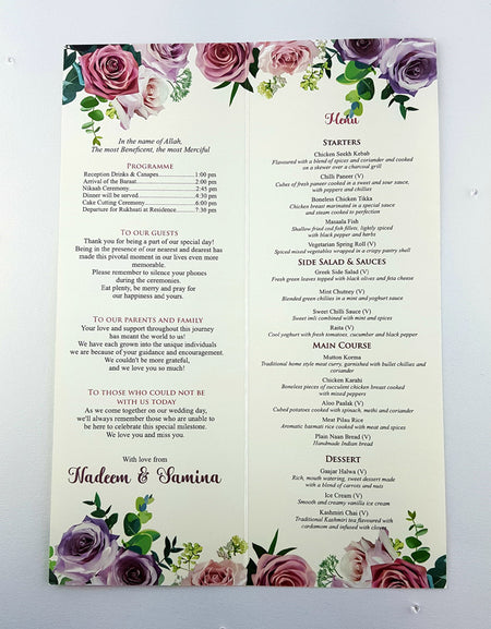 Burgundy Rose Wreath Menu 102
